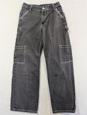 Refuge Wide Leg Cargo Pants XS Black Straight